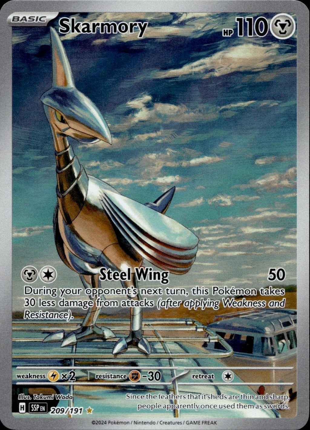 Skarmory 209/191 NM/M Illustration Rare Surging Sparks Pokemon Holo