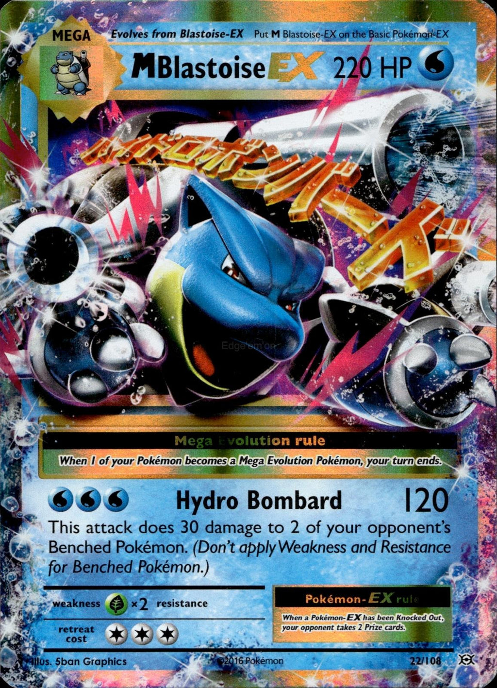 M Blastoise EX 22/108 NM/M EX Rare Evolutions Pokemon Holo