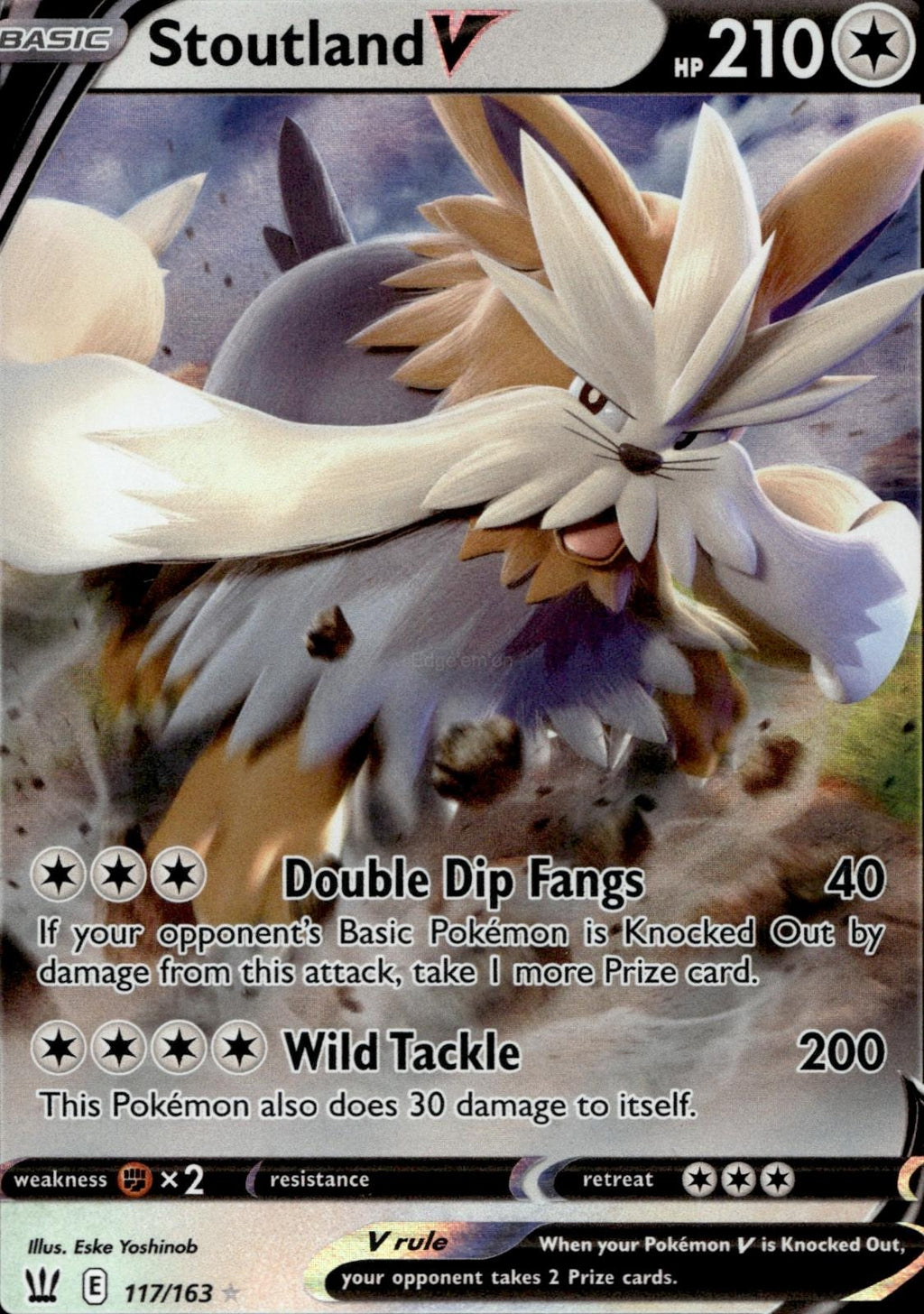 Stoutland V 117/163 NM/M V Rare Battle Styles Pokemon Holo