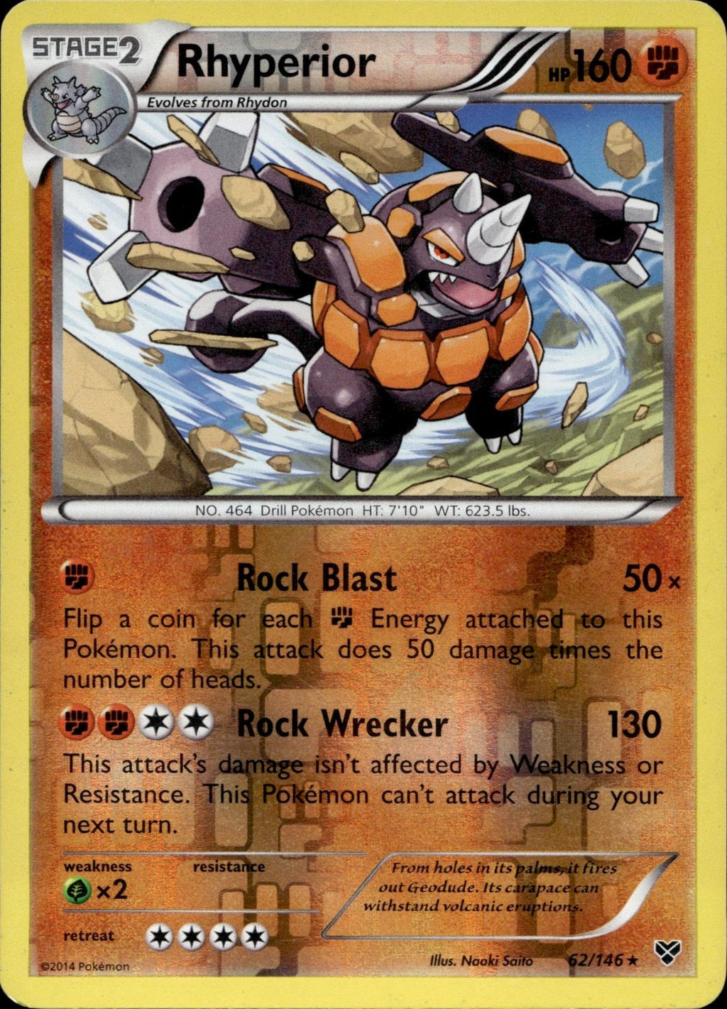 Rhyperior 62/146 LP Rare XY Pokemon Reverse Holo