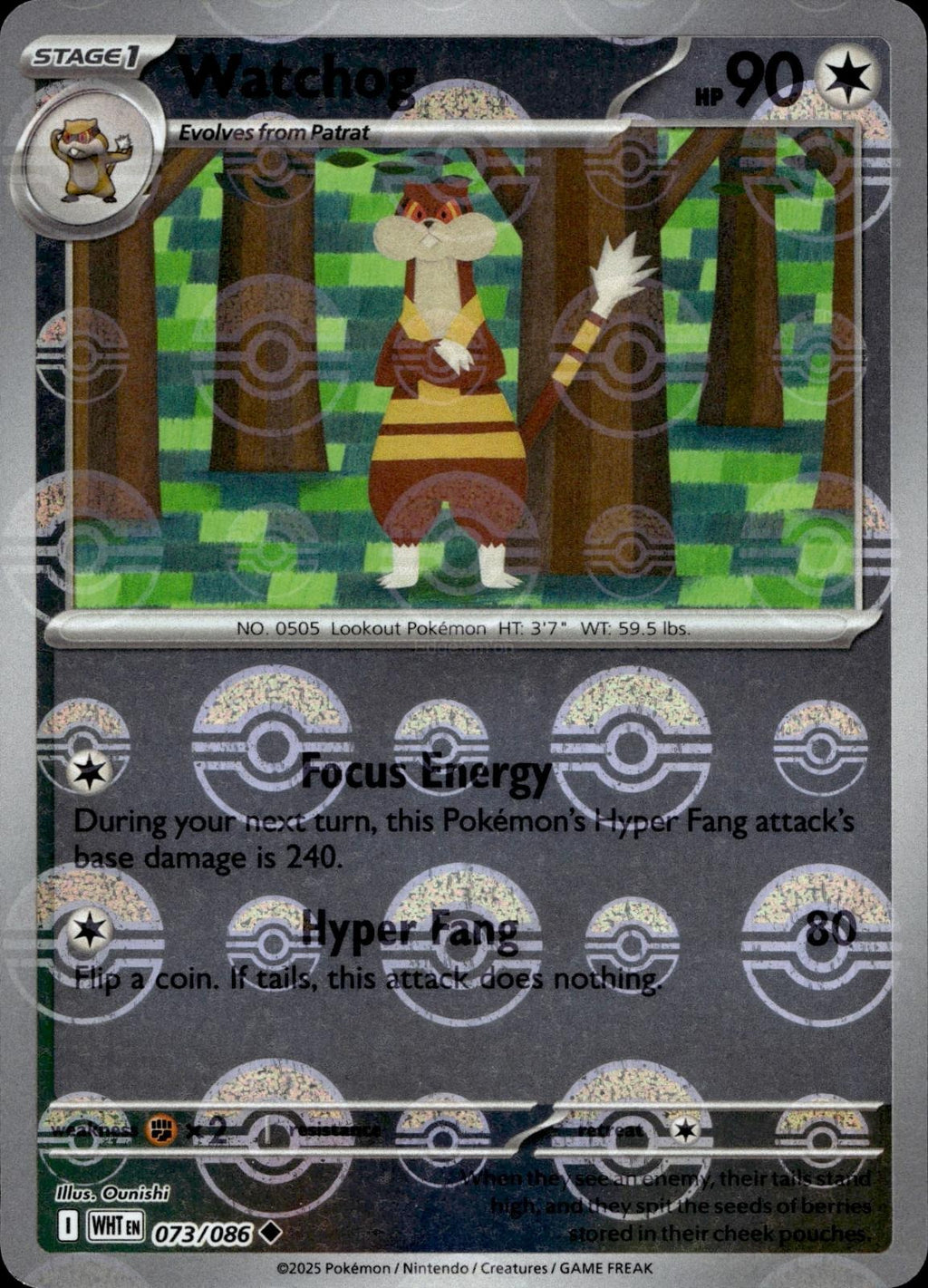 Watchog (Poke Ball Pattern) 073/086 NM/M Uncommon White Flare Pokemon Holo