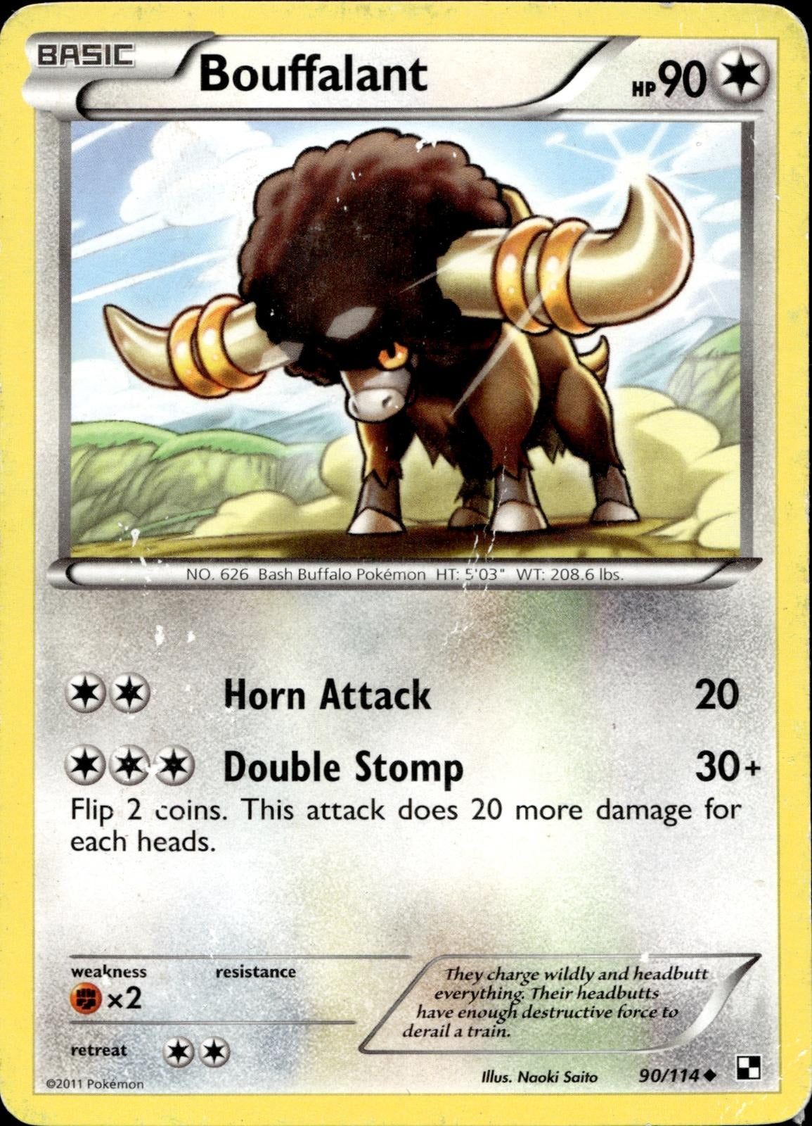 Bouffalant 90/114 HP Uncommon Black & White Pokemon