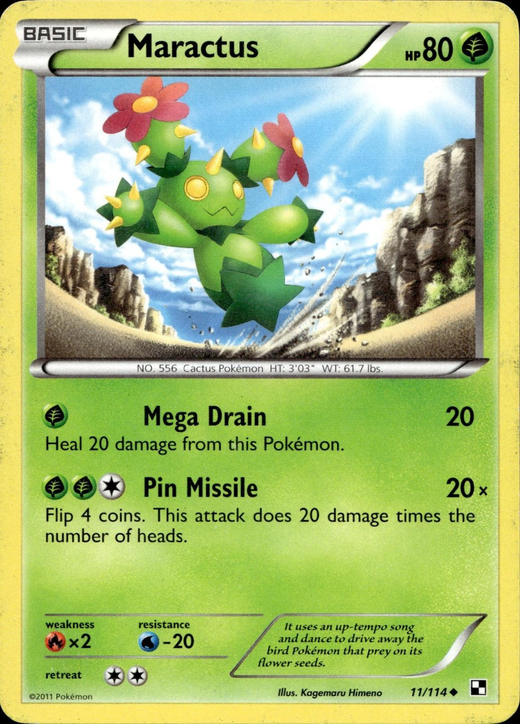 Maractus 11/114 HP Uncommon Black & White Pokemon