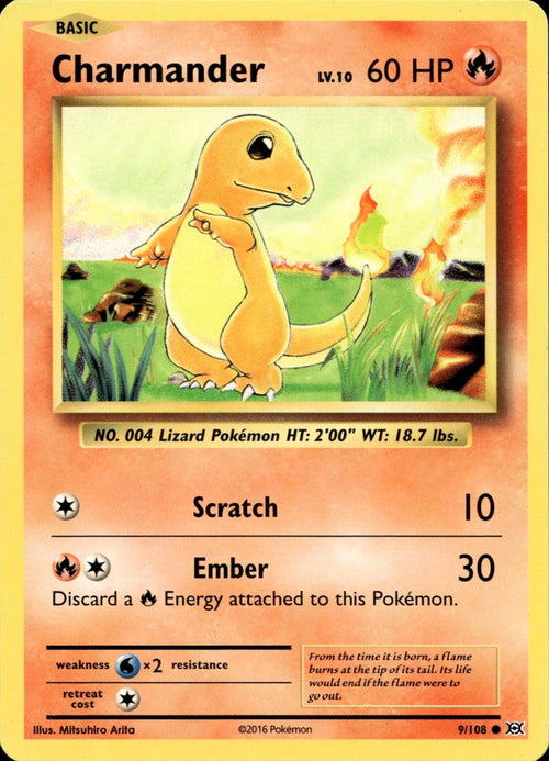 Charmander 9/108 MP Common Evolutions Pokemon