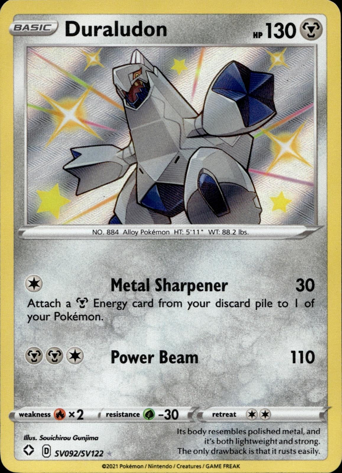 Duraludon SV092/SV122 NM/M Shiny Rare Shining Fates Shiny Vault Pokemon Holo