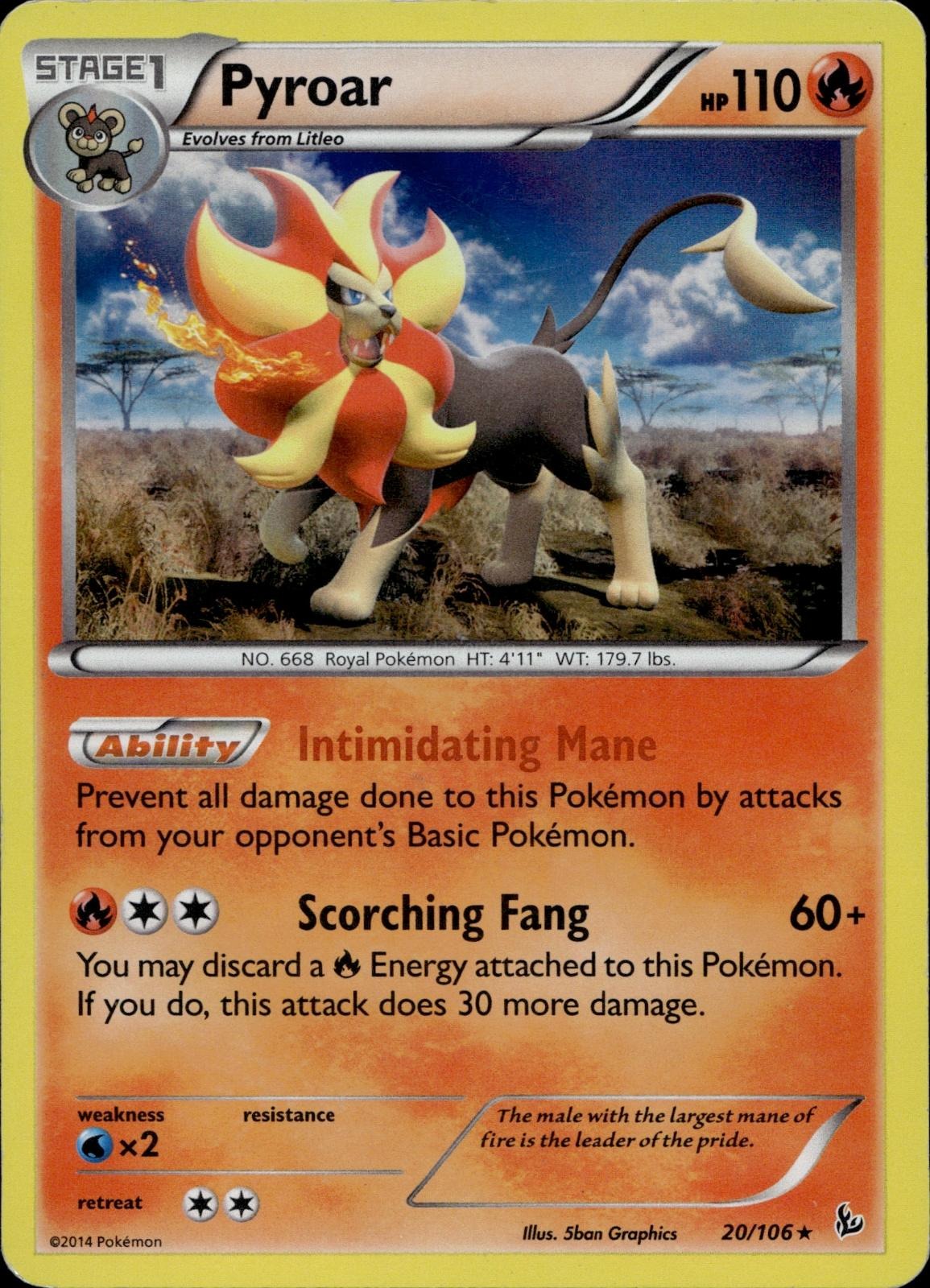 Pyroar 20/106 MP Rare Flashfire Pokemon Holo
