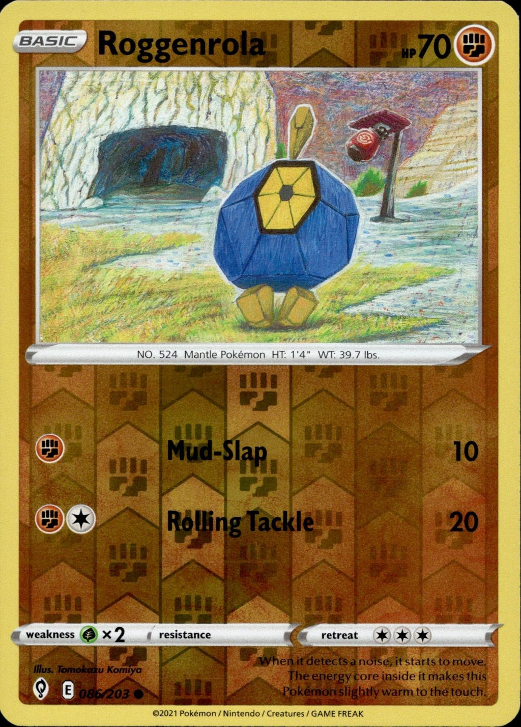 Roggenrola 086/203 MP Common Evolving Skies Pokemon Reverse Holo