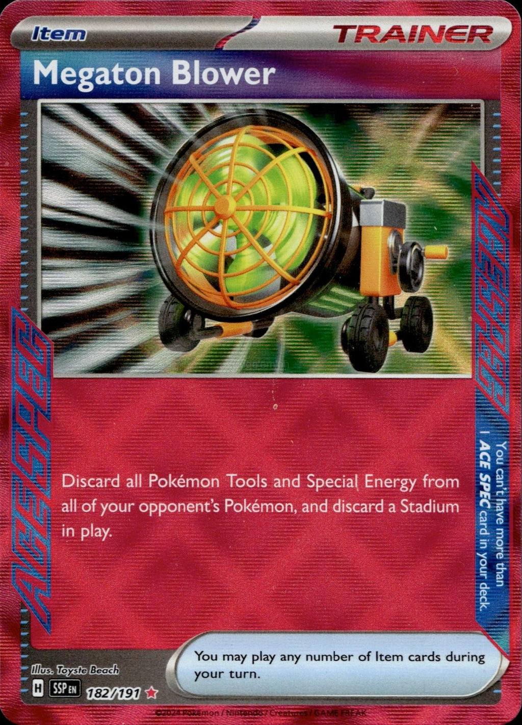 Megaton Blower 182/191 NM/M ACE SPEC Rare Surging Sparks Pokemon Holo