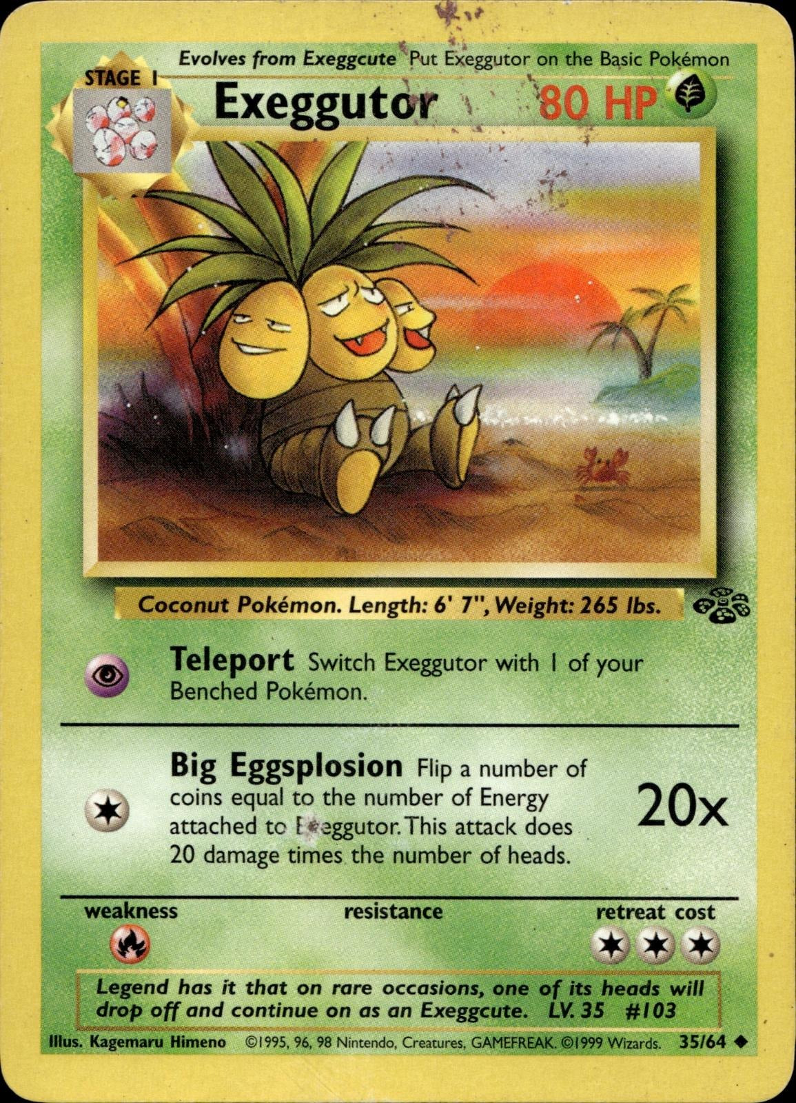 Exeggutor 35/64 MP Uncommon Jungle Pokemon Unlimited