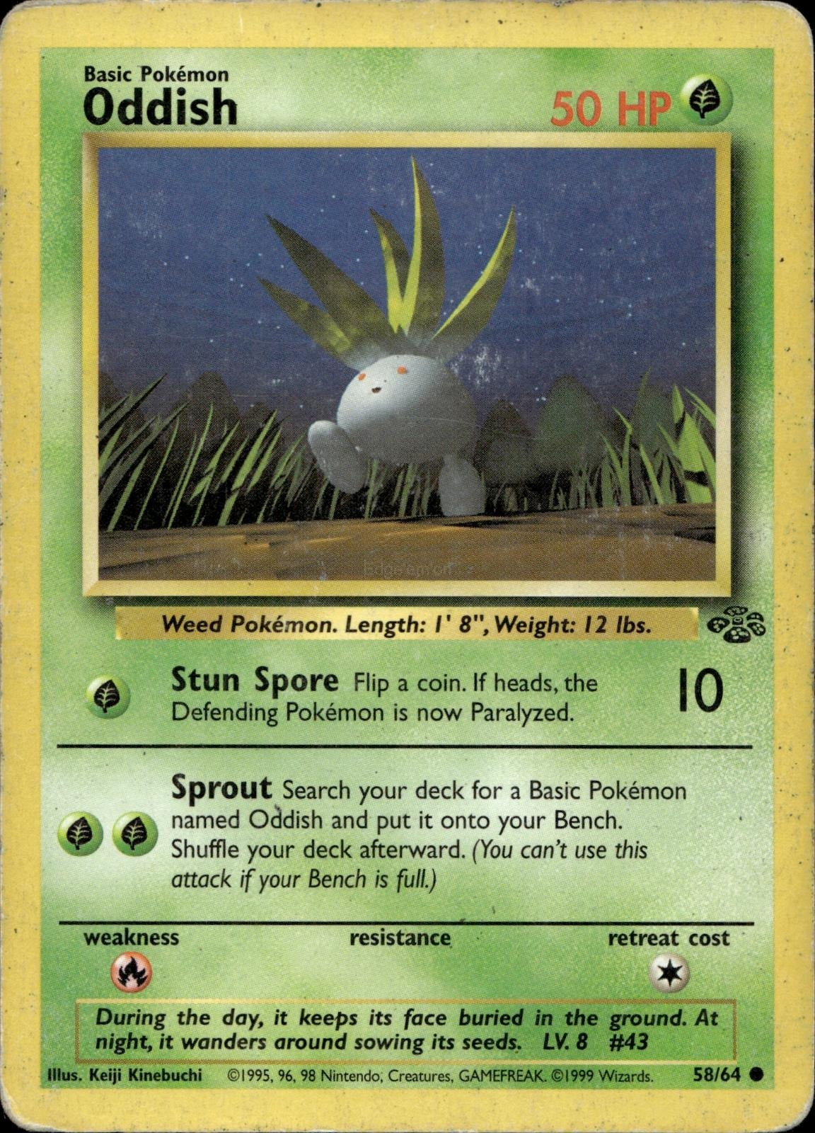 Oddish 58/64 HP Common Jungle Pokemon Unlimited