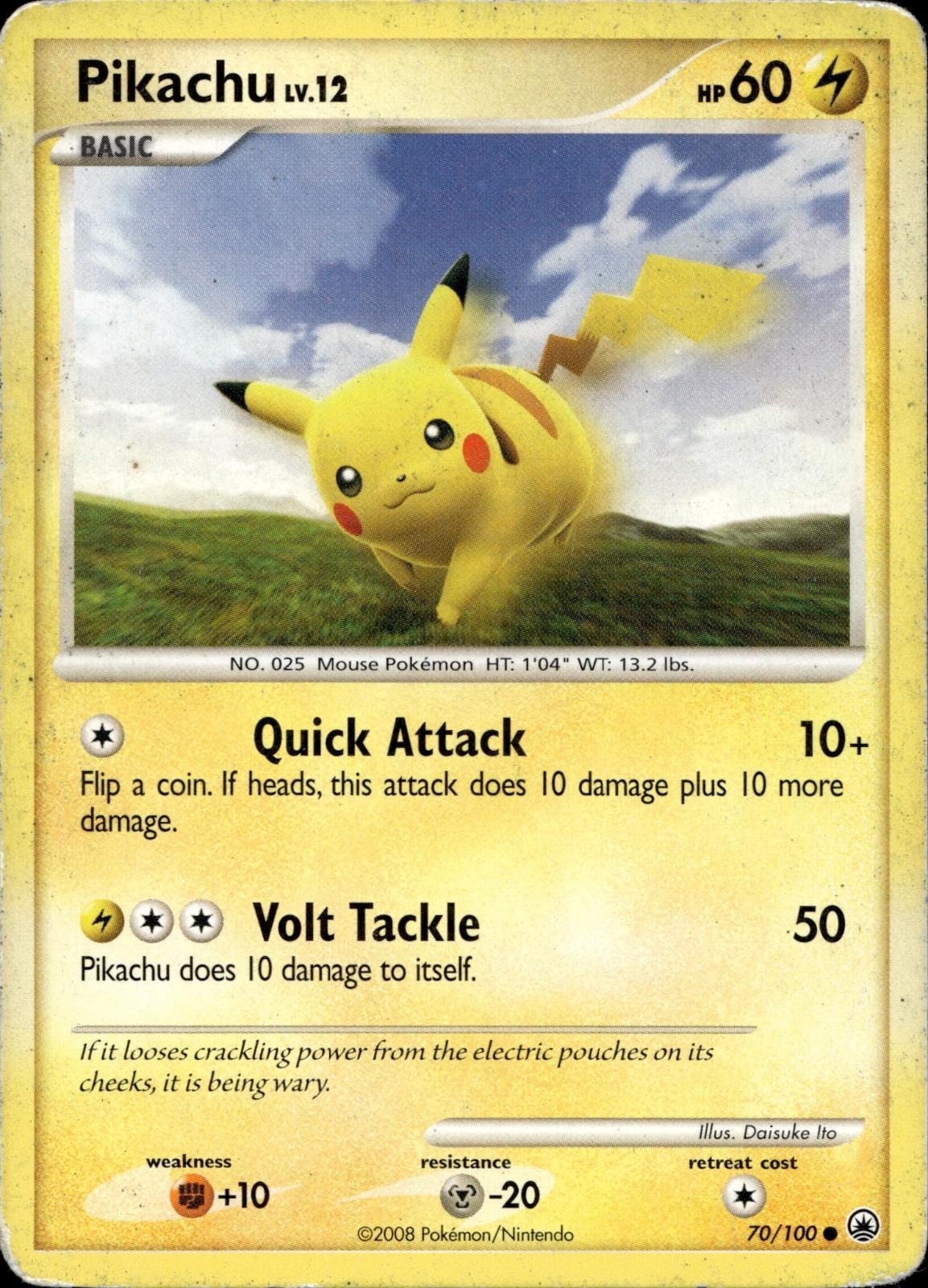 Pikachu 70/100 HP Common Majestic Dawn Pokemon