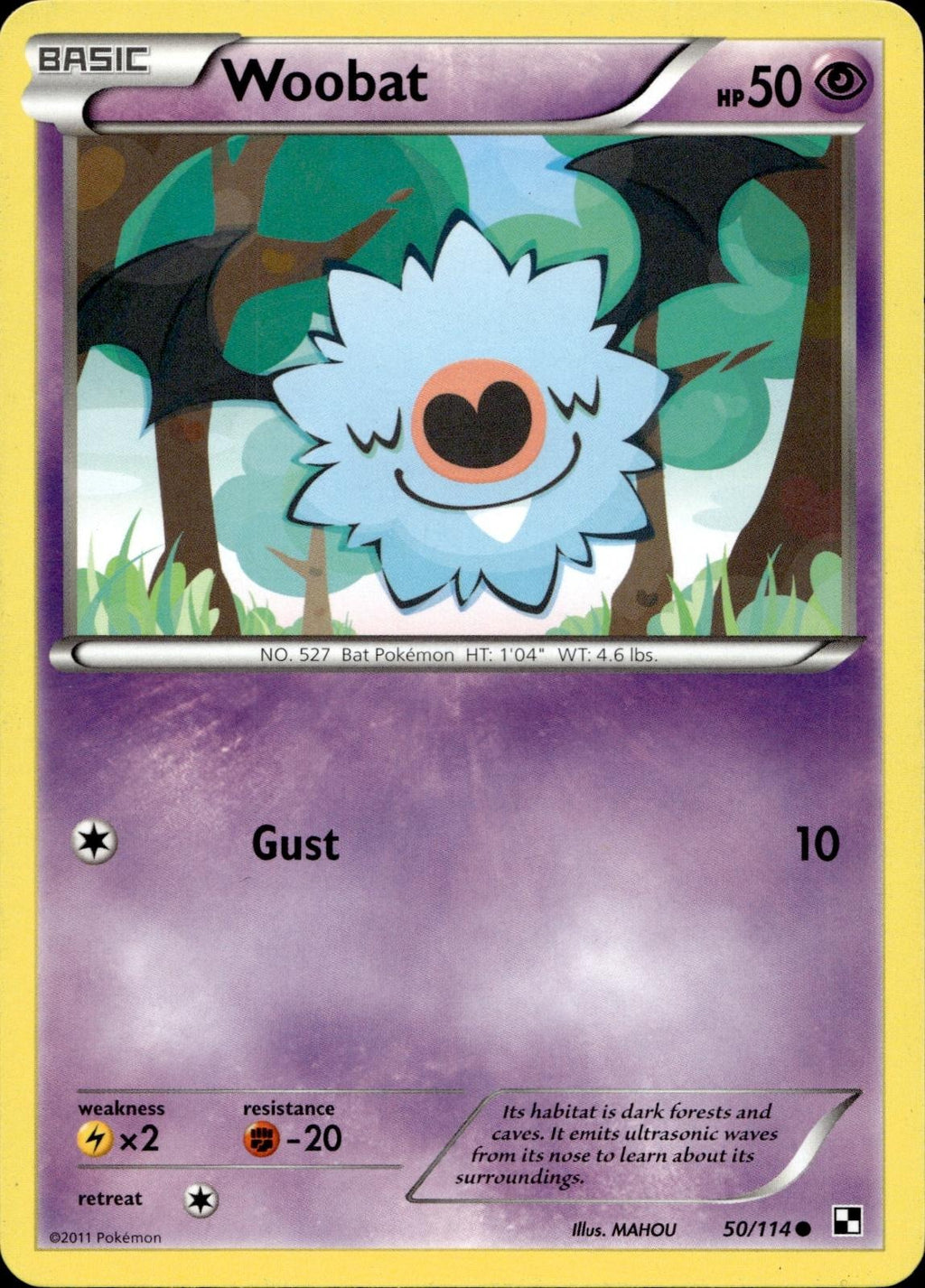 Woobat 50/114 HP Common Black & White Pokemon