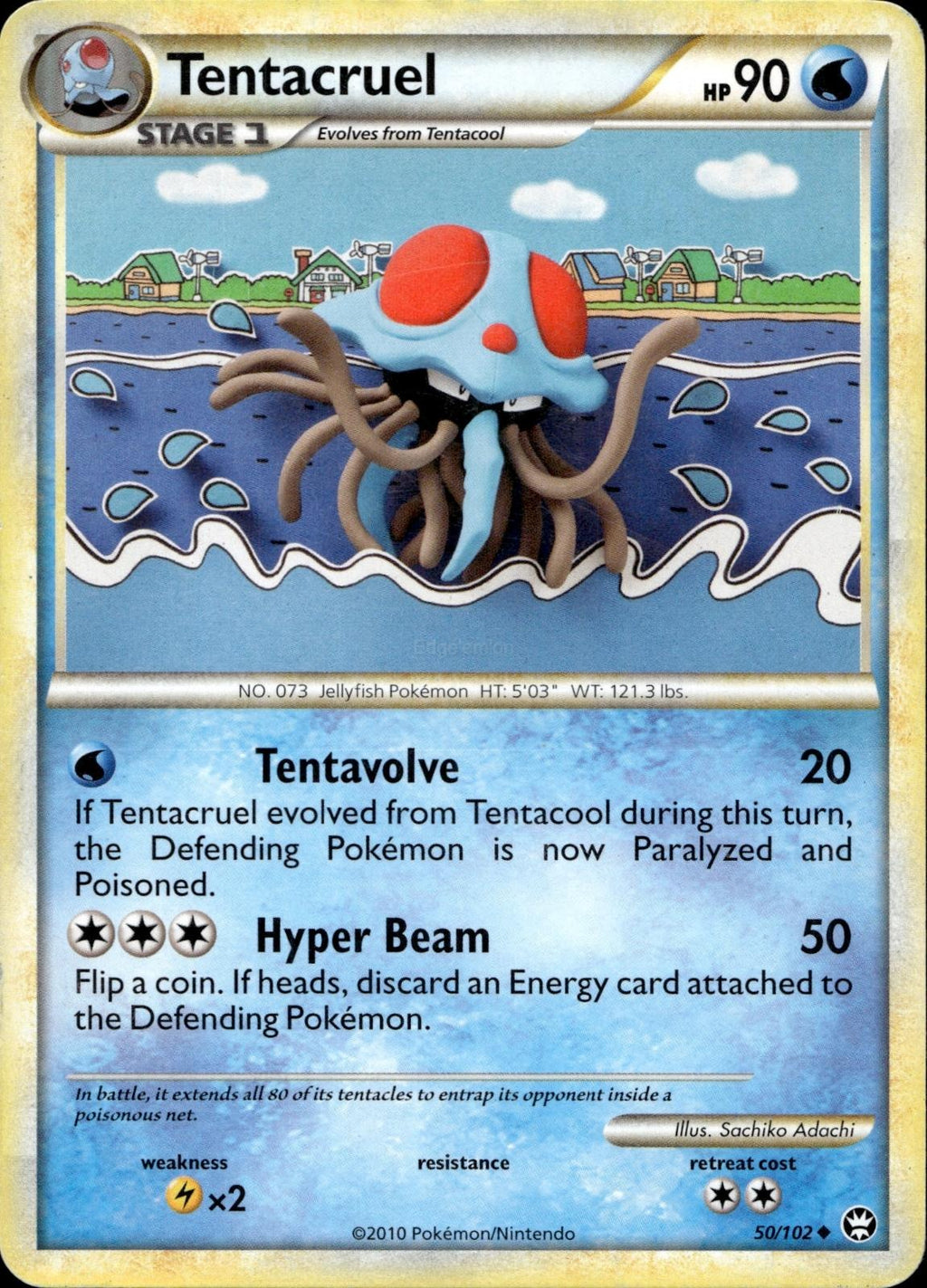 Tentacruel 50/102 HP Uncommon HGSS Triumphant Pokemon