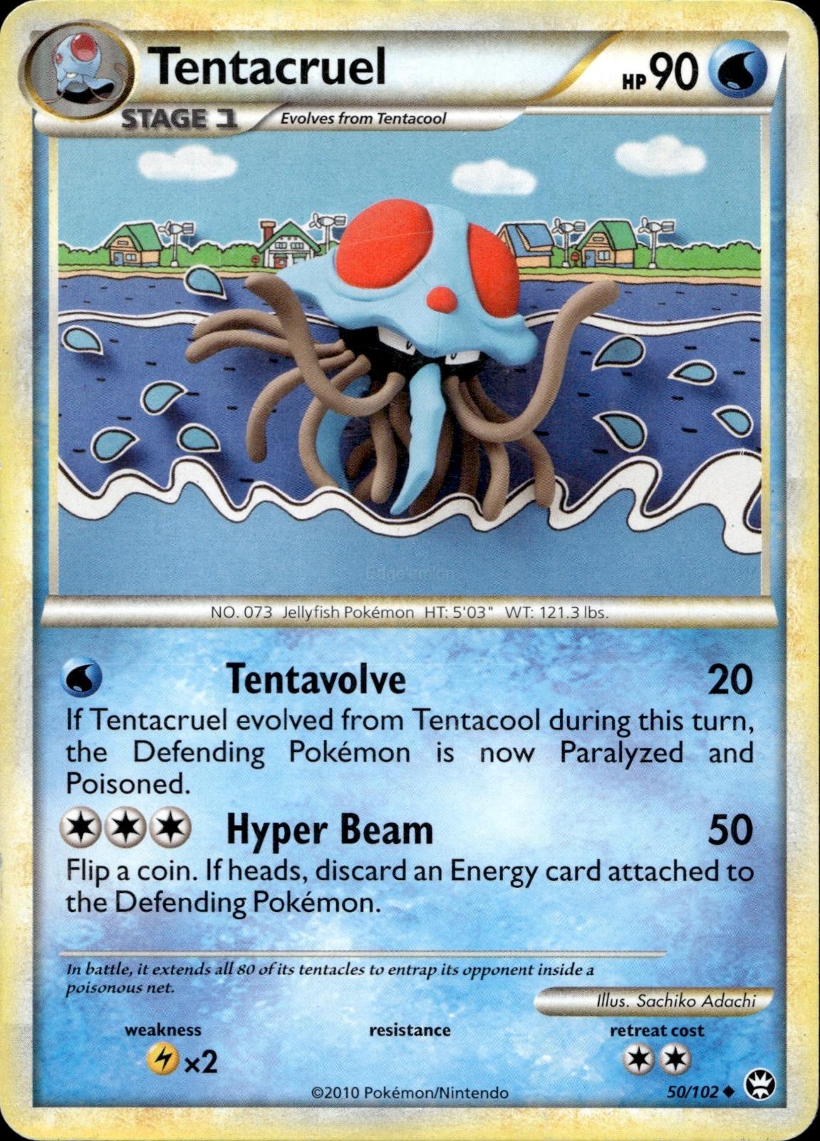 Tentacruel 50/102 HP Uncommon HGSS Triumphant Pokemon