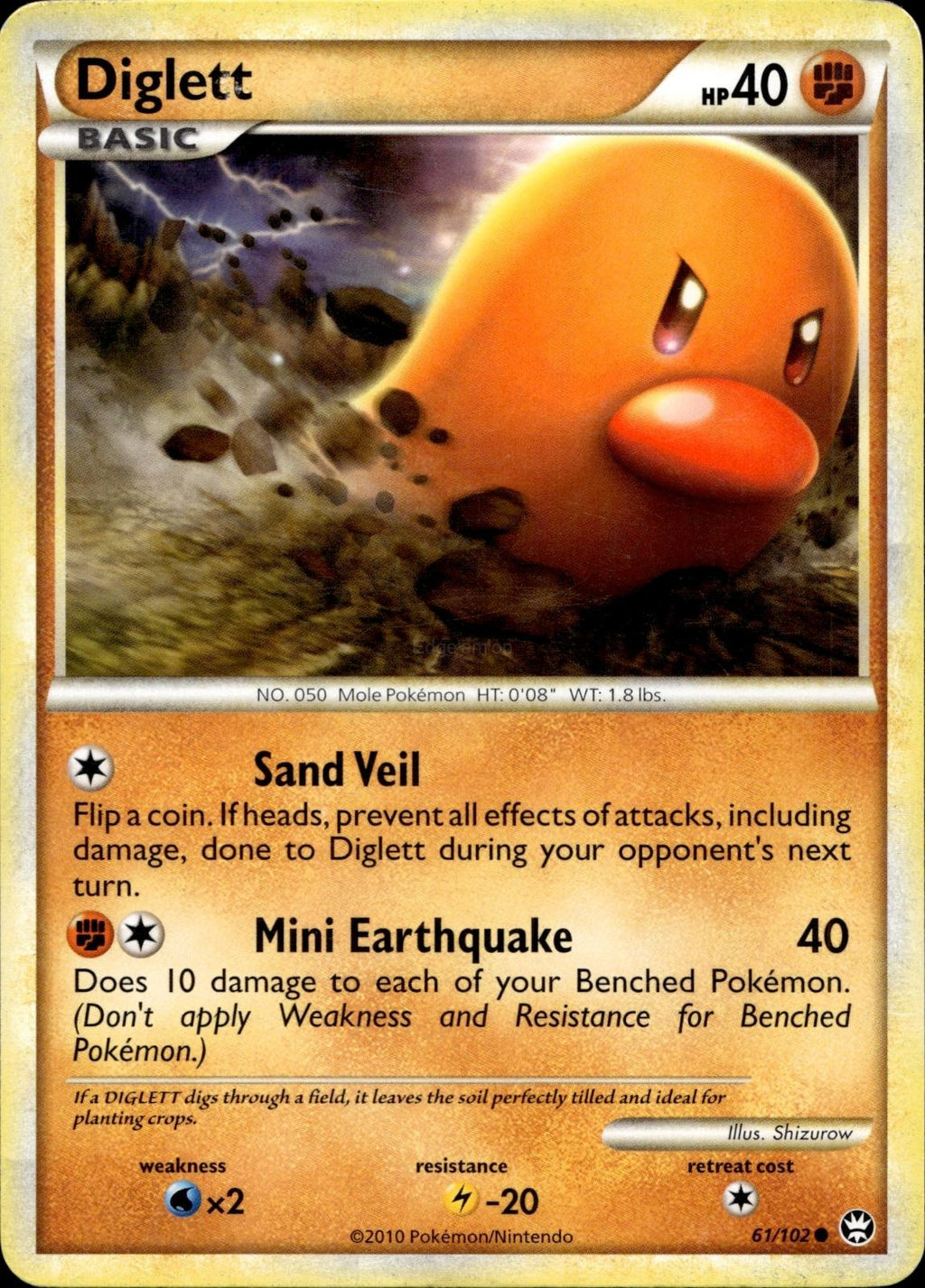 Diglett 61/102 HP Common HGSS Triumphant Pokemon
