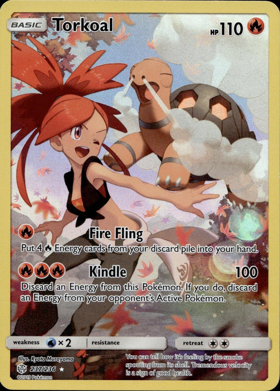 Torkoal 237/236 LP Secret Rare Cosmic Eclipse Pokemon Holo