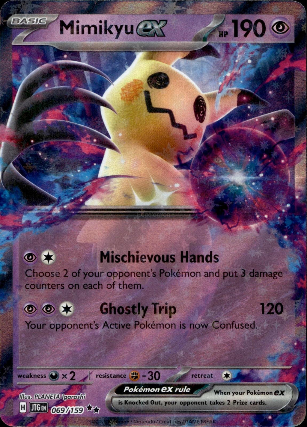 Mimikyu ex 069/159 NM/M Double Rare Journey Together Pokemon Holo