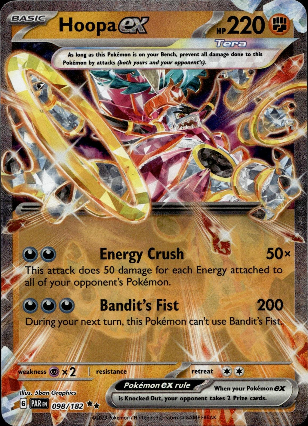 Hoopa ex 098/182 NM/M Double Rare Paradox Rift Pokemon Holo