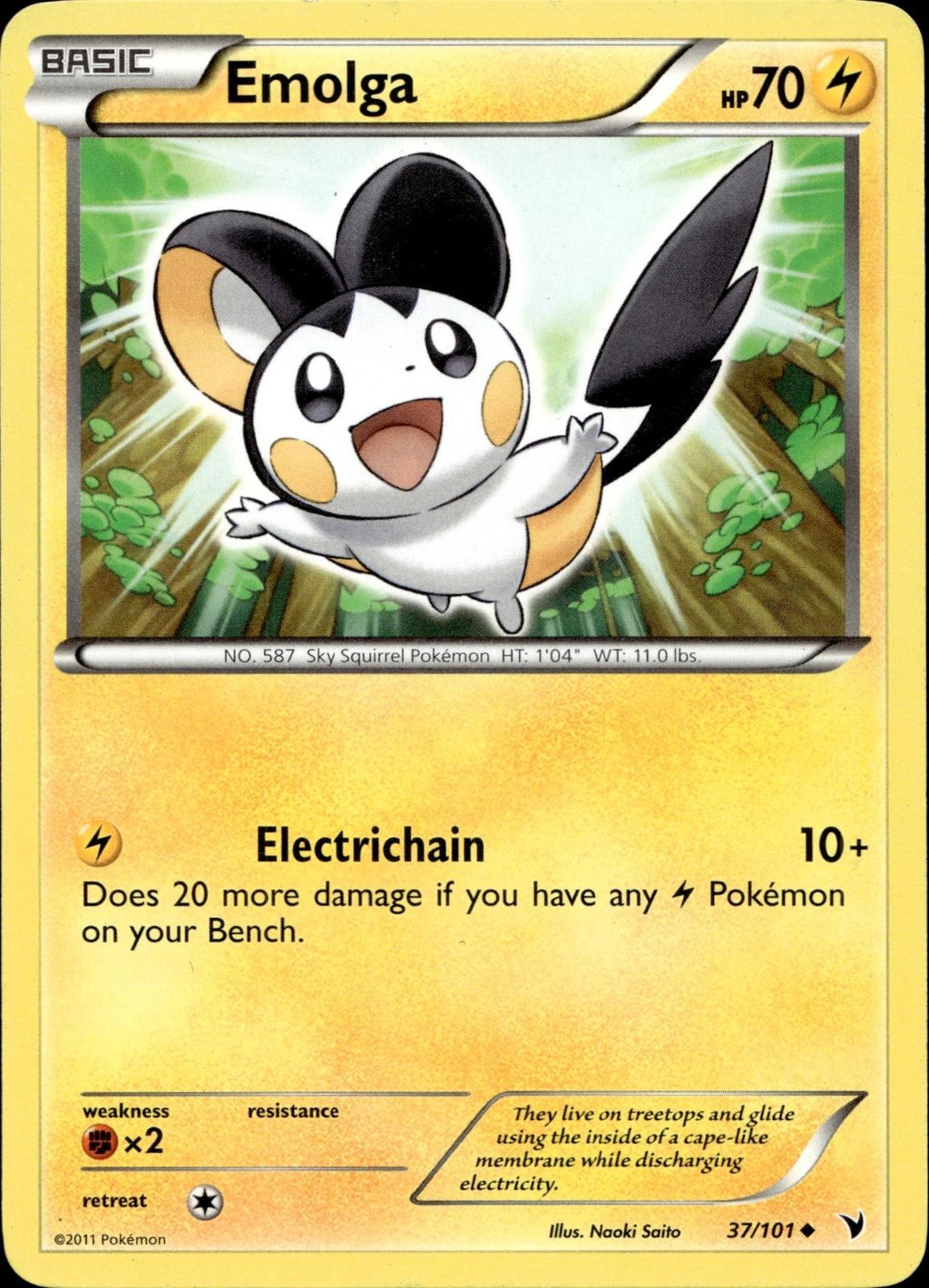 Emolga 37/101 HP Uncommon Noble Victories Pokemon