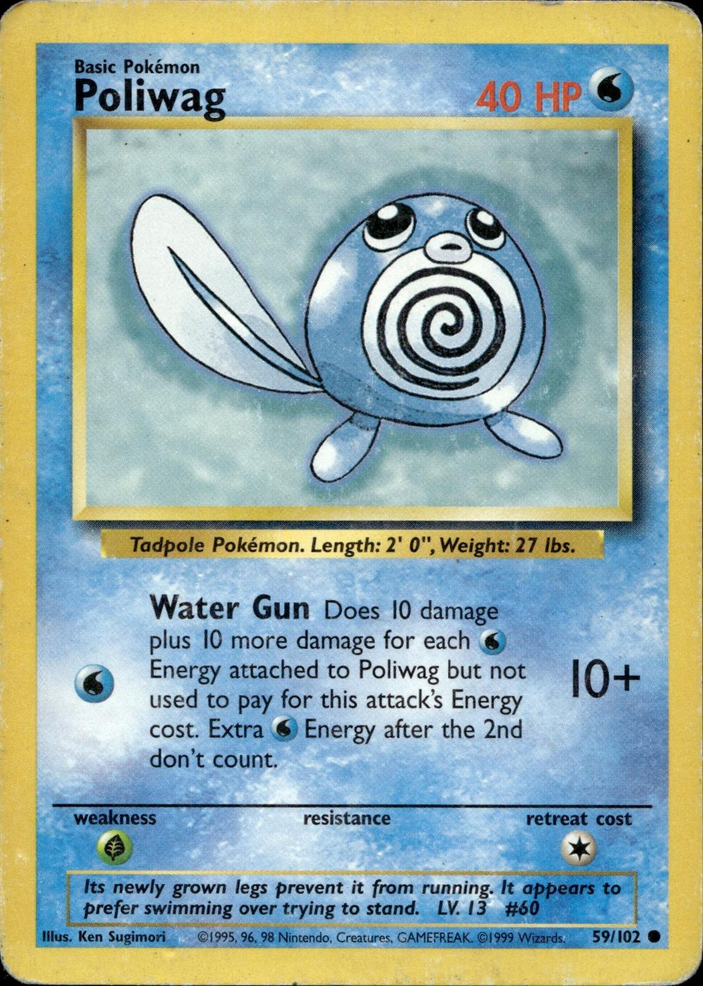 Poliwag 59/102 HP Common Base Set Unlimited Pokemon