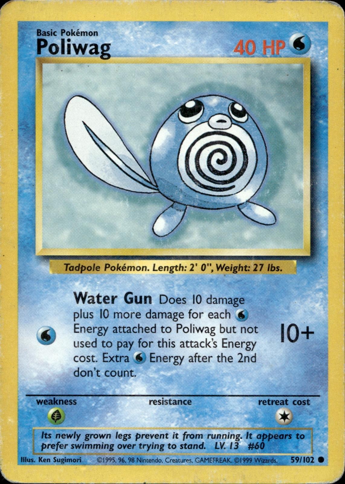 Poliwag 59/102 HP Common Base Set Unlimited Pokemon