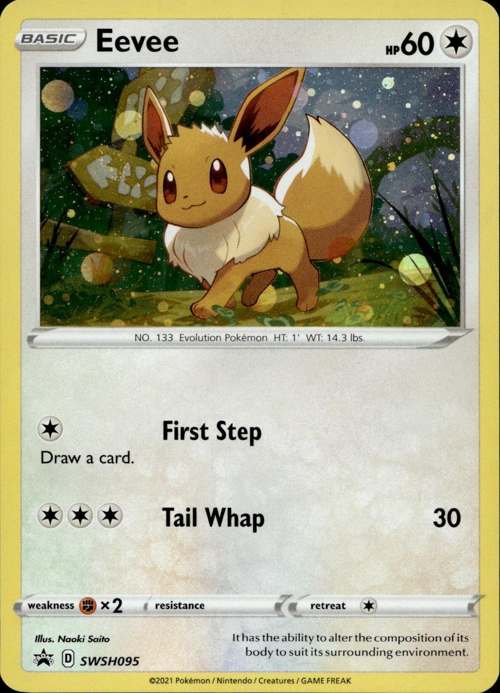 Eevee SWSH095 NM/M Promo Sword & Shield Promo Pokemon Holo