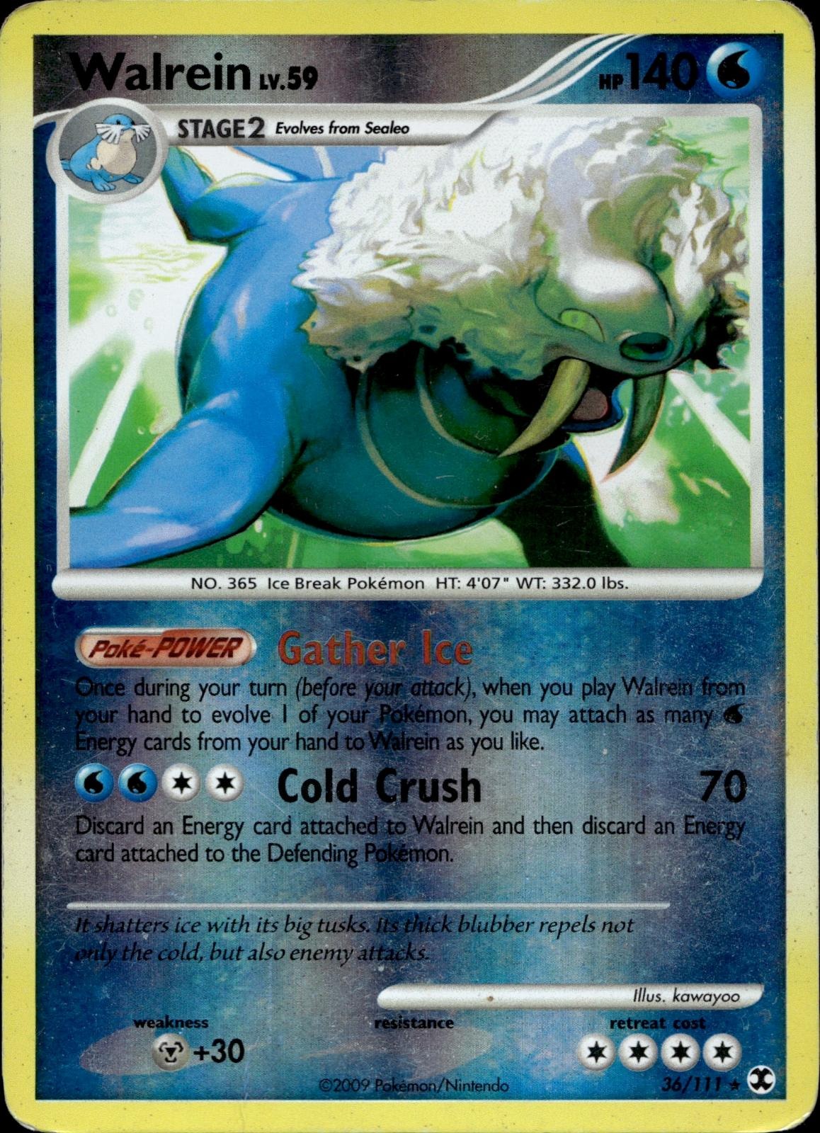 Walrein 36/111 MP Rare Rising Rivals Pokemon Reverse Holo