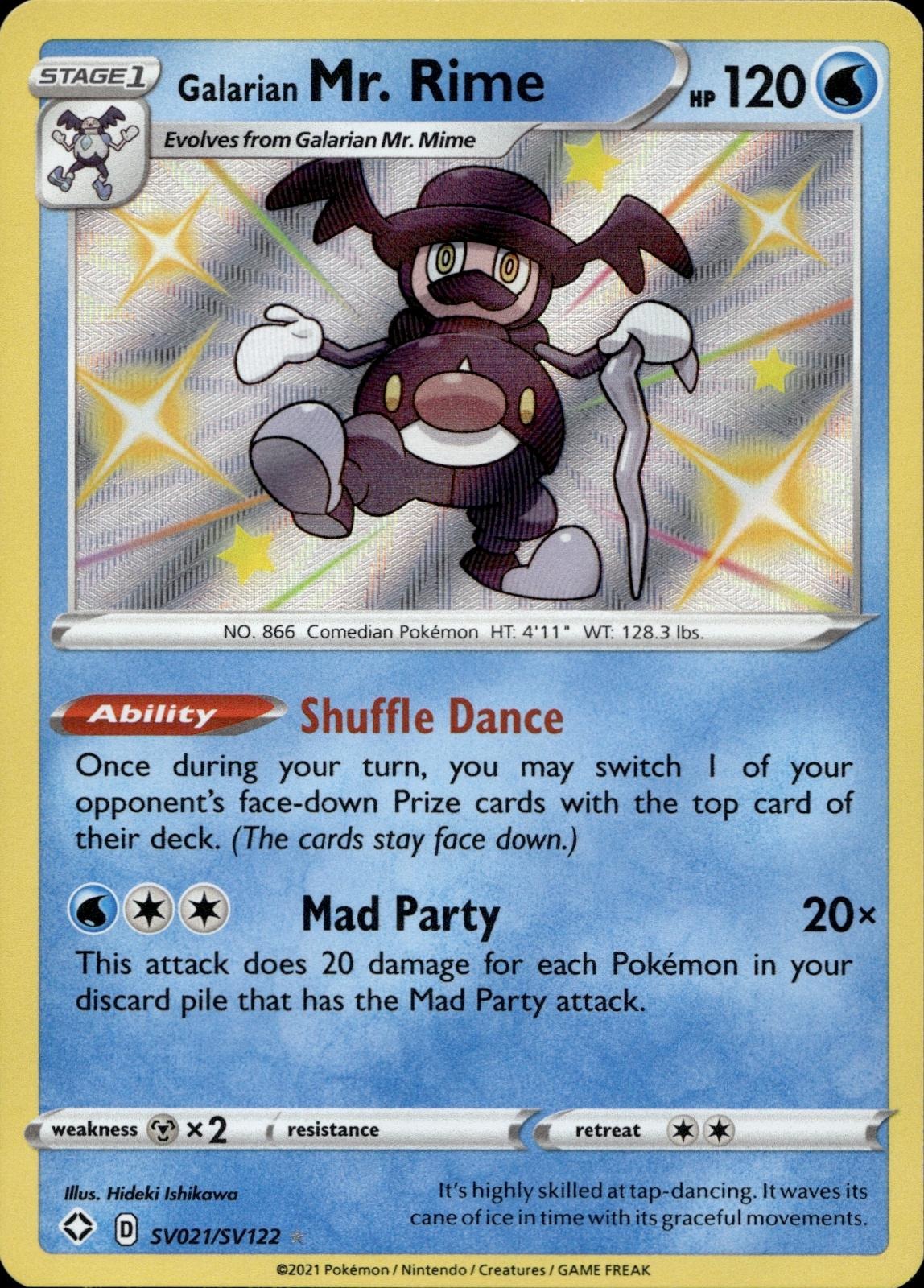Galarian Mr. Rime SV021/SV122 NM/M Shining Fates Shiny Vault Pokemon Holo