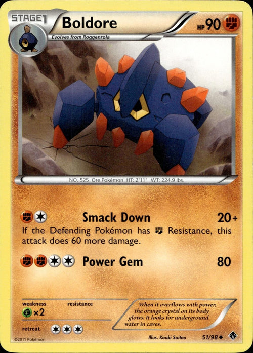 Boldore 51/98 HP Uncommon Emerging Powers Pokemon