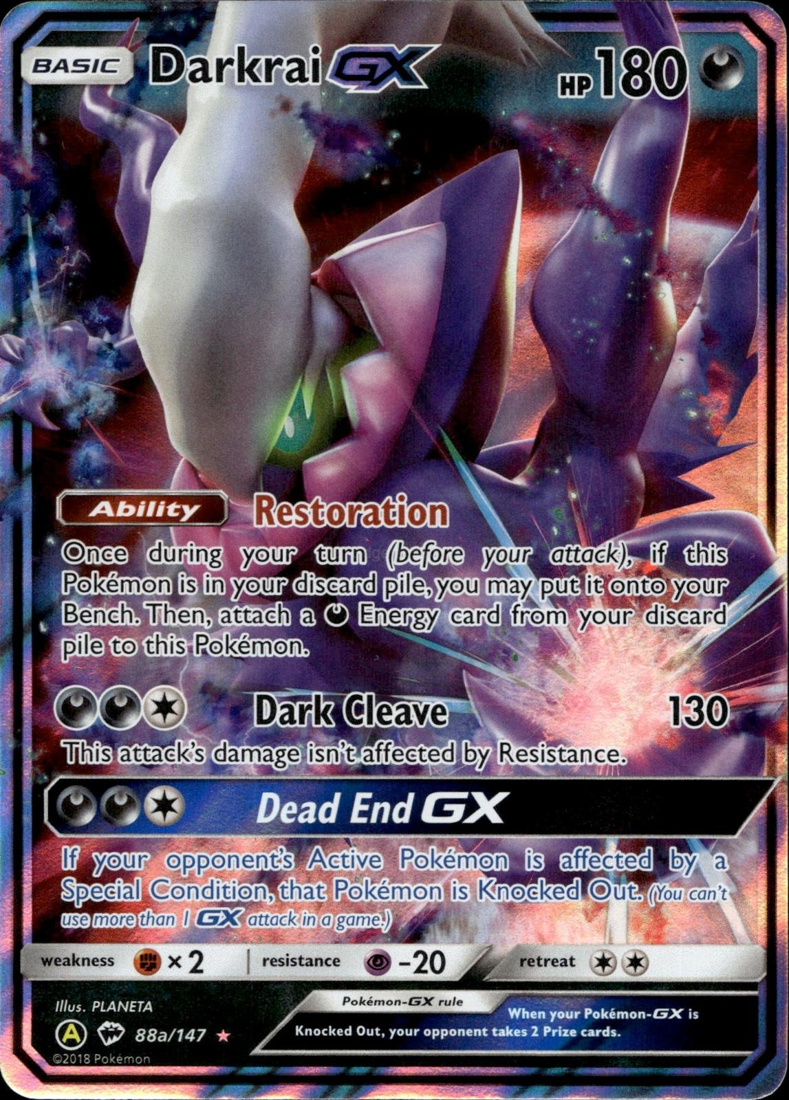 Darkrai GX 88/147 NM/M GX Rare Burning Shadows Pokemon Holo