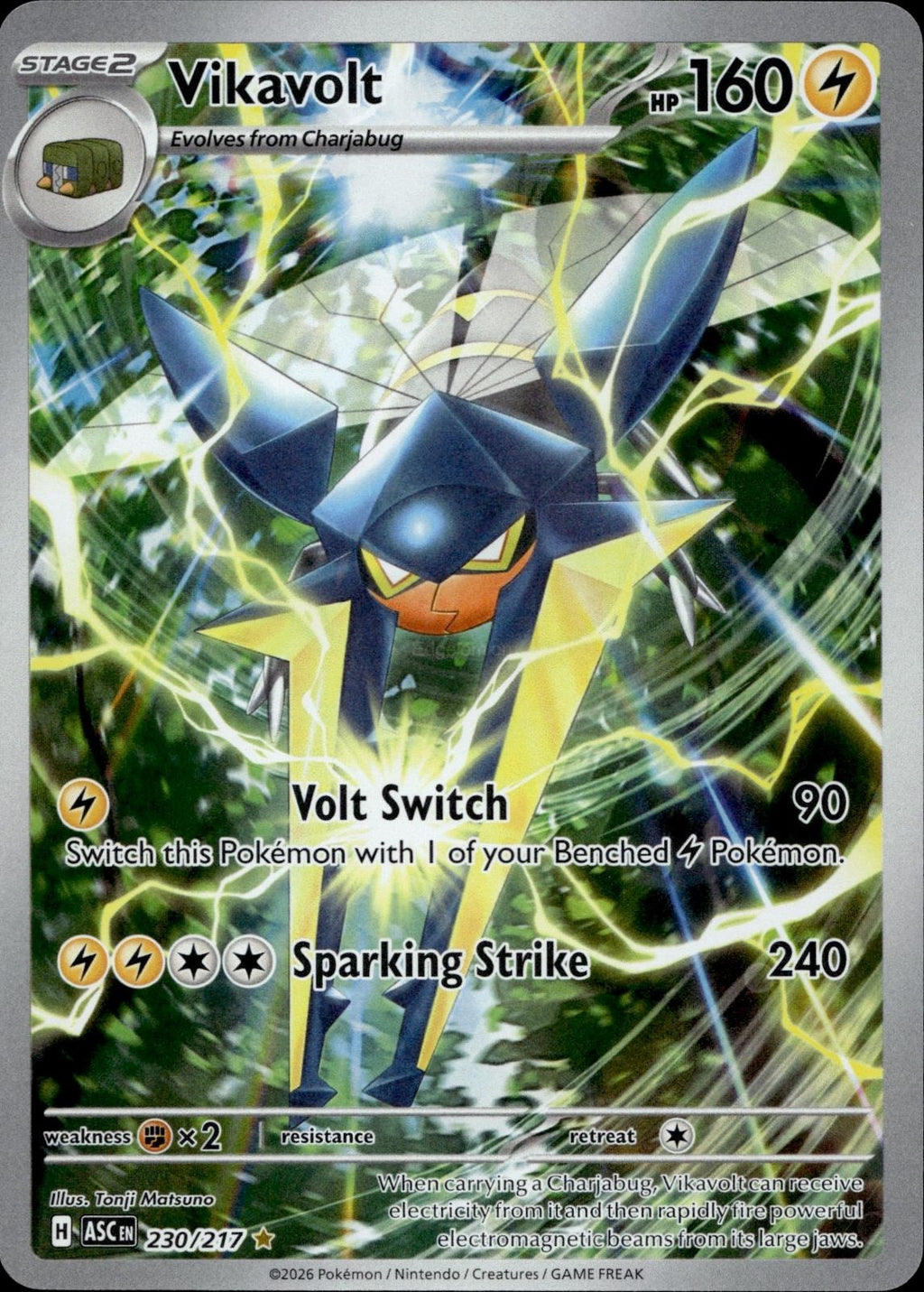 Vikavolt 230/217 NM/M Illustration Rare Ascended Heroes Pokemon Holo