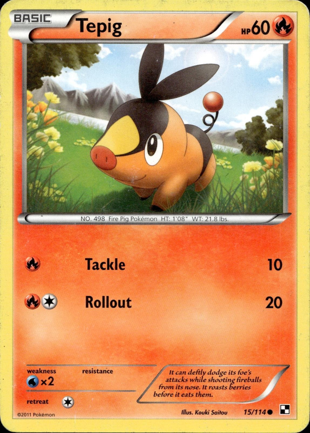 Tepig 15/114 HP Common Black & White Pokemon