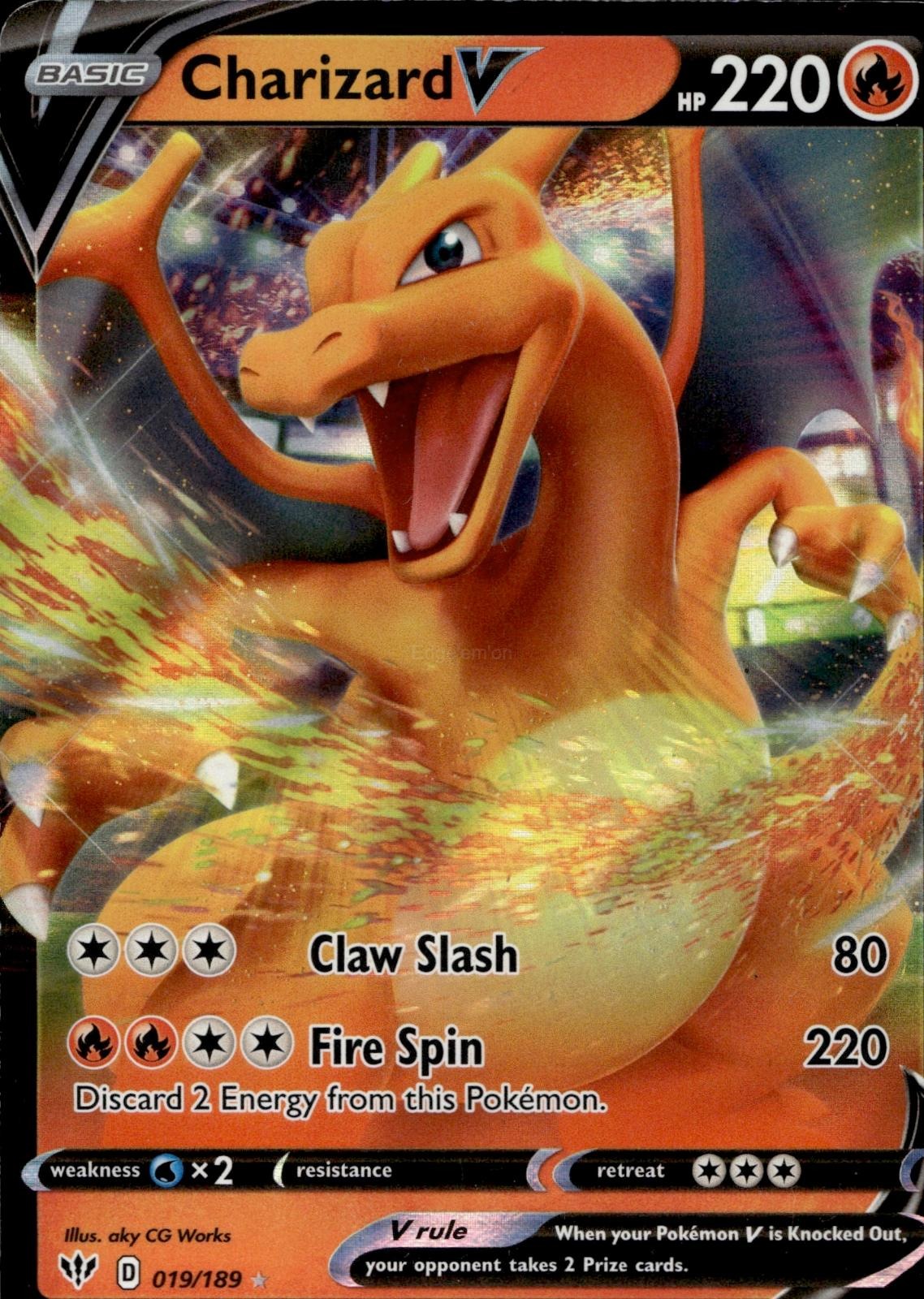 Charizard V 019/189 LP V Rare Darkness Ablaze Pokemon Holo