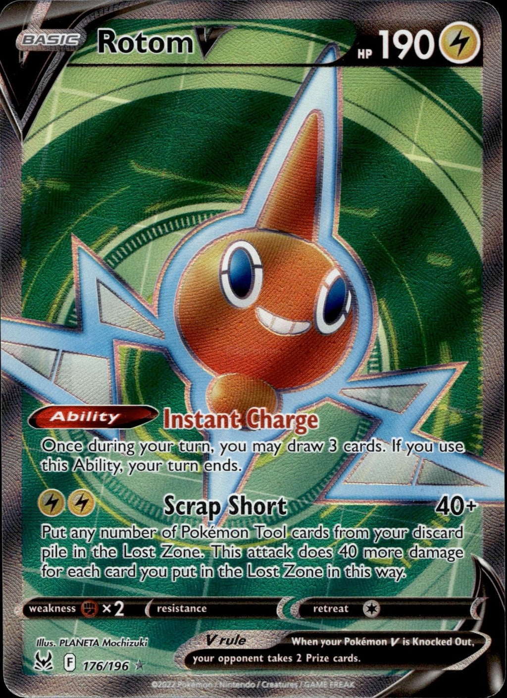 Rotom V 176/196 NM/M Ultra Rare Lost Origin Pokemon Holo