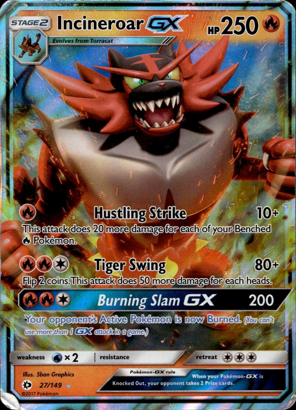 Incineroar GX 27/149 MP Ultra Rare SM Base Set Pokemon Holo