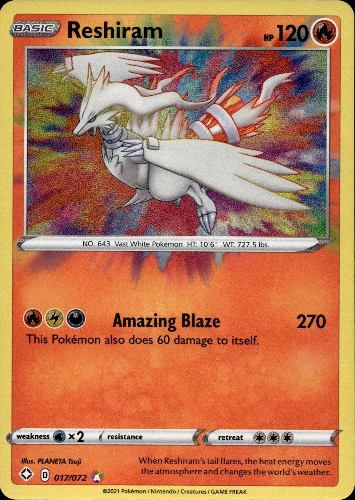 Reshiram 017/072 NM/M Amazing Rare Shining Fates Pokemon Holo
