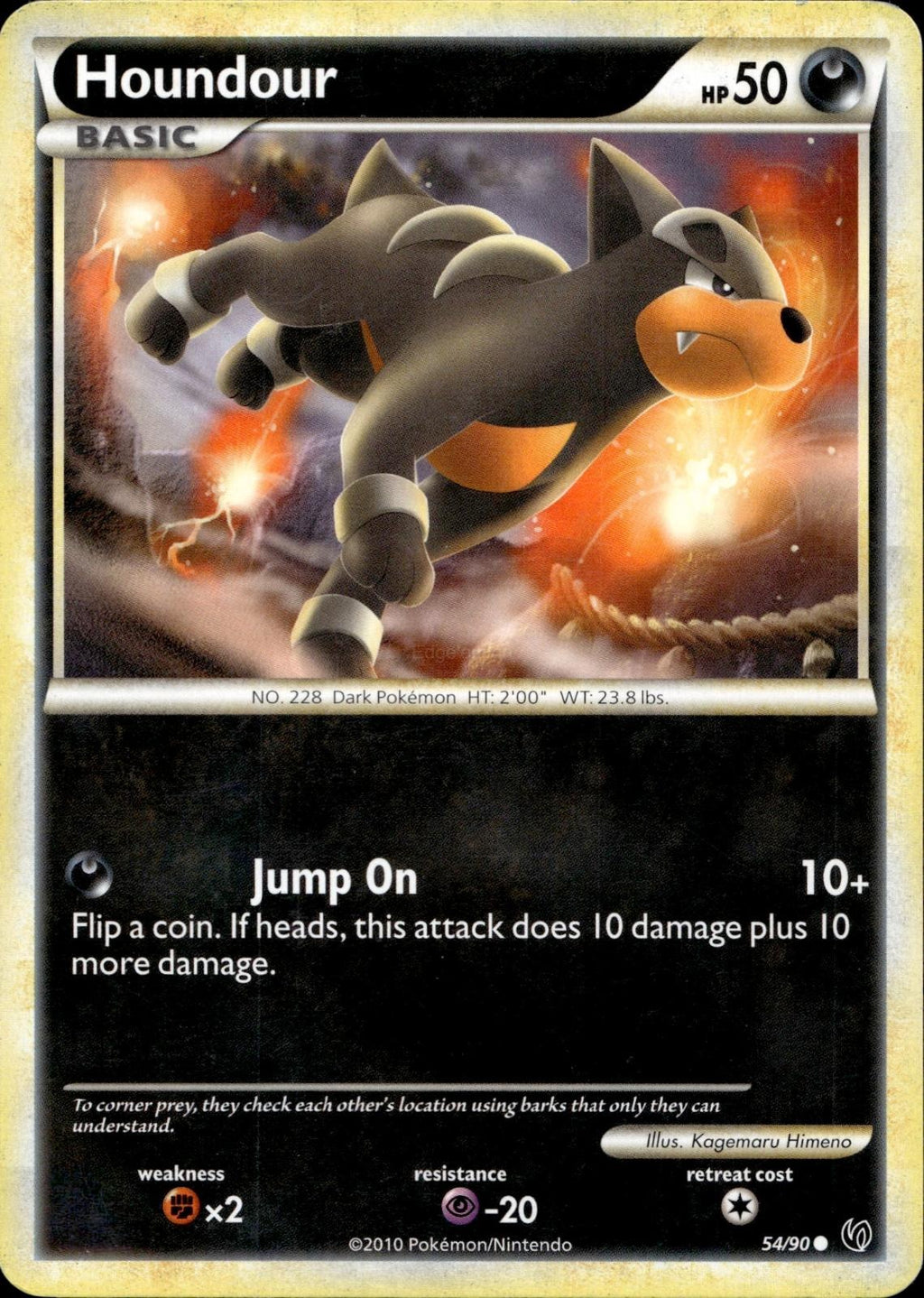 Houndour 54/90 HP Common HGSS Undaunted Pokemon