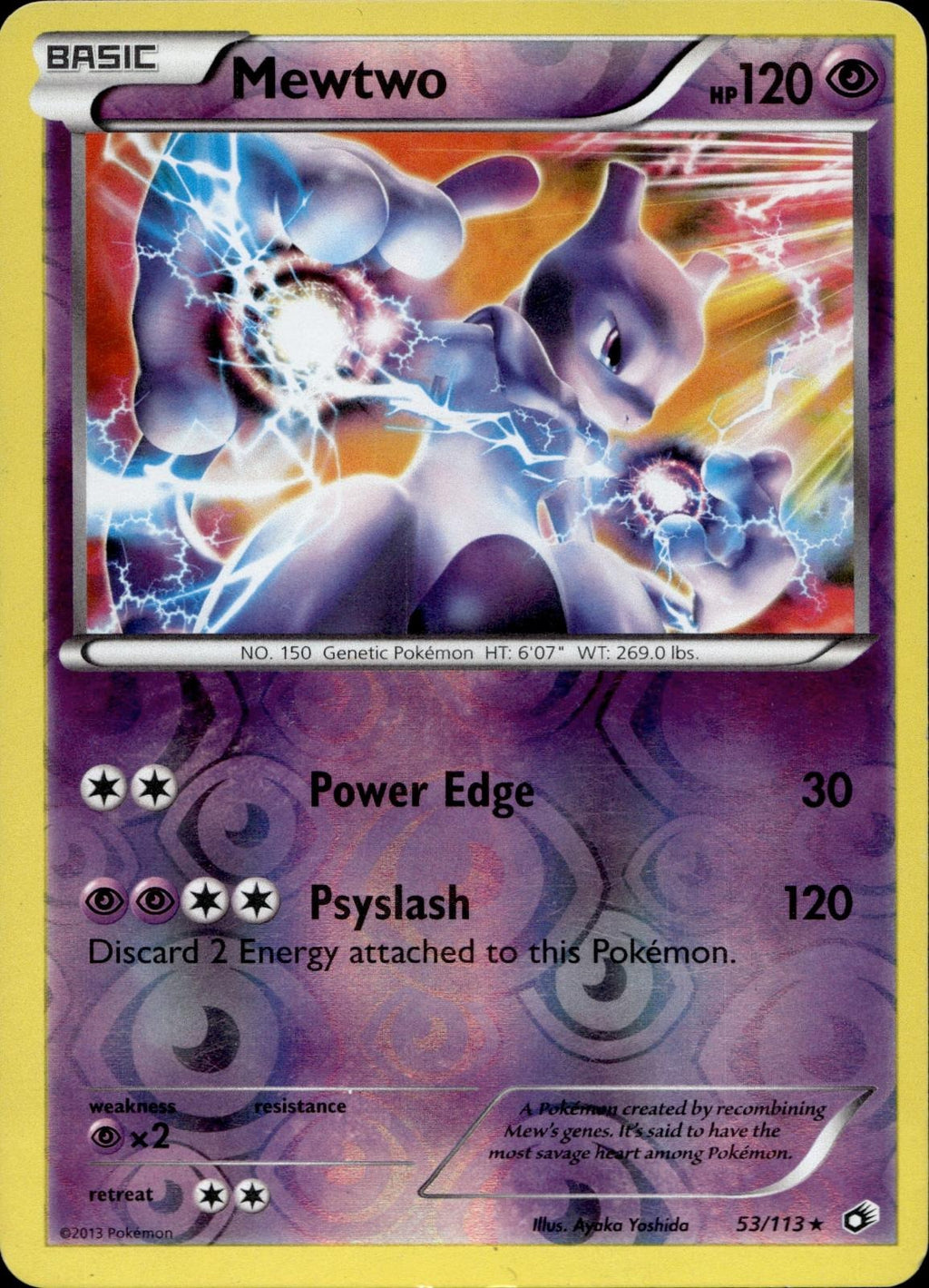 Mewtwo 53/113 LP Holo Rare Legendary Treasures Pokemon Reverse Holo