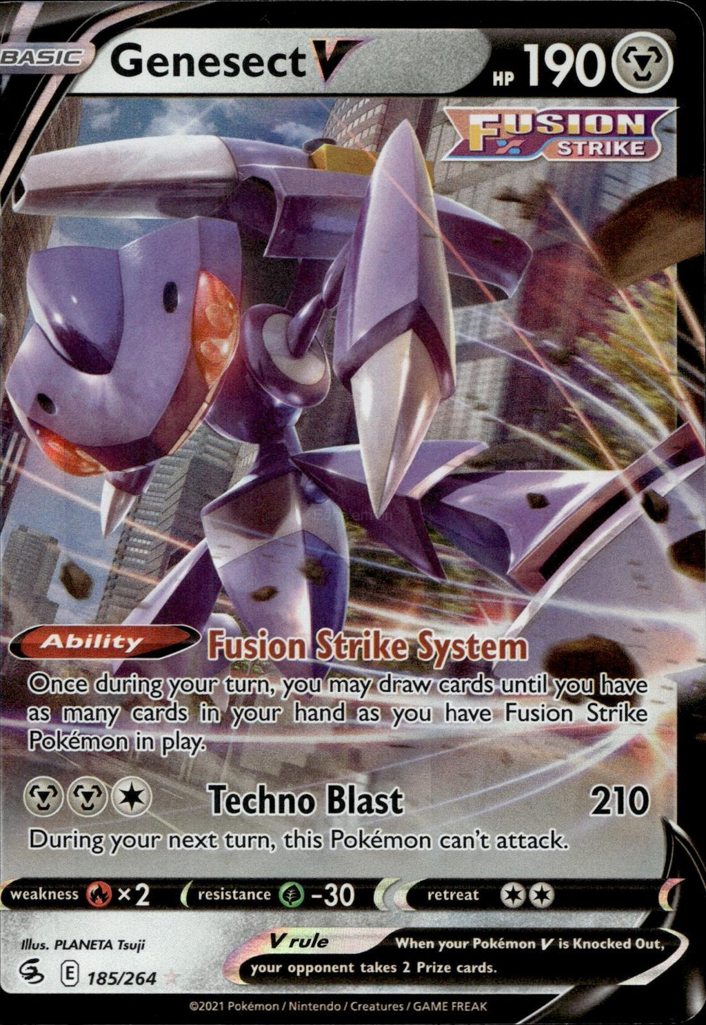 Genesect V 185/264 NM/M V Rare Fusion Strike Pokemon Holo