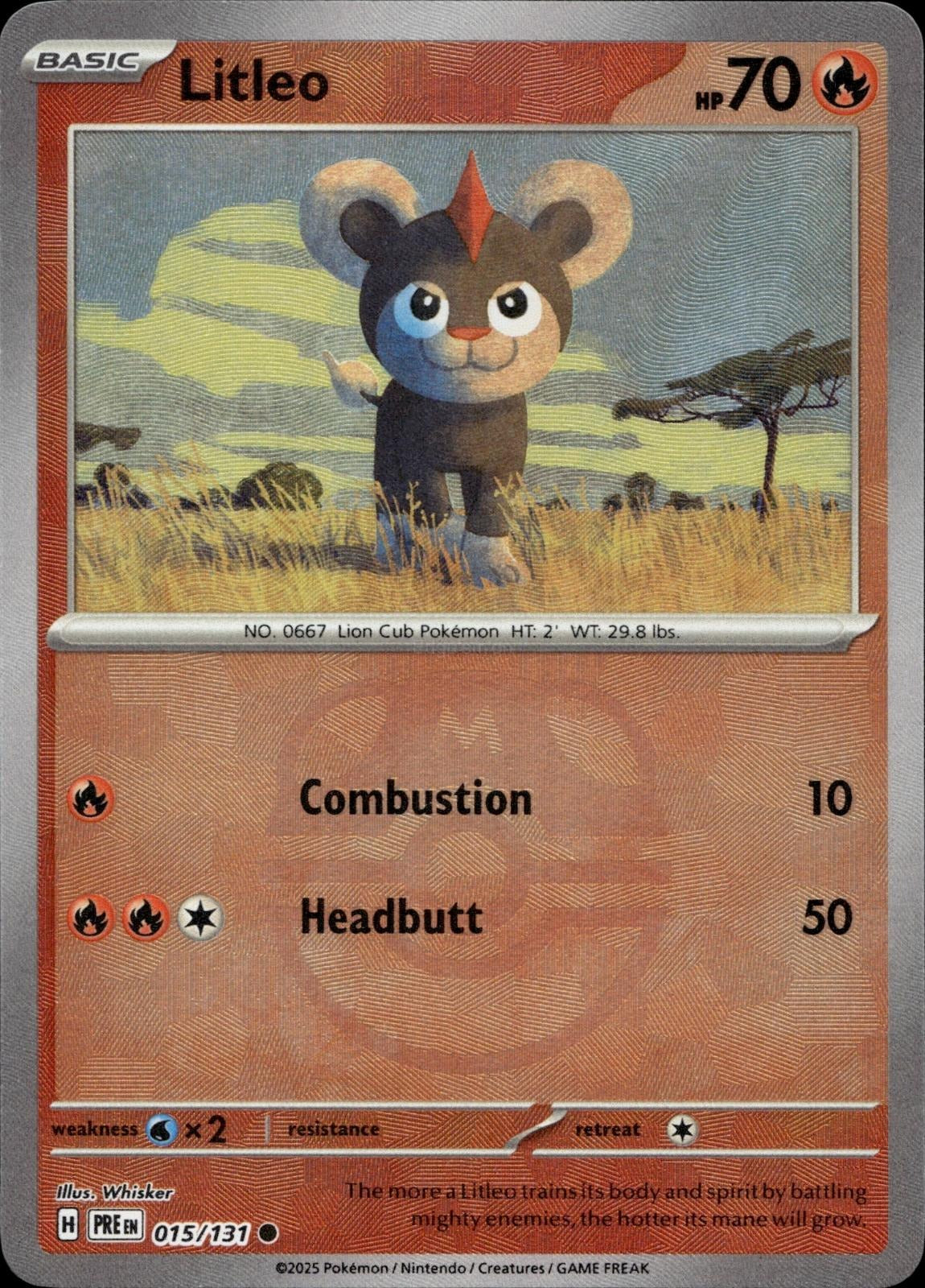 Litleo (Poke Ball Pattern) 015/131 NM/M Common Prismatic Evolutions Pokemon Holo