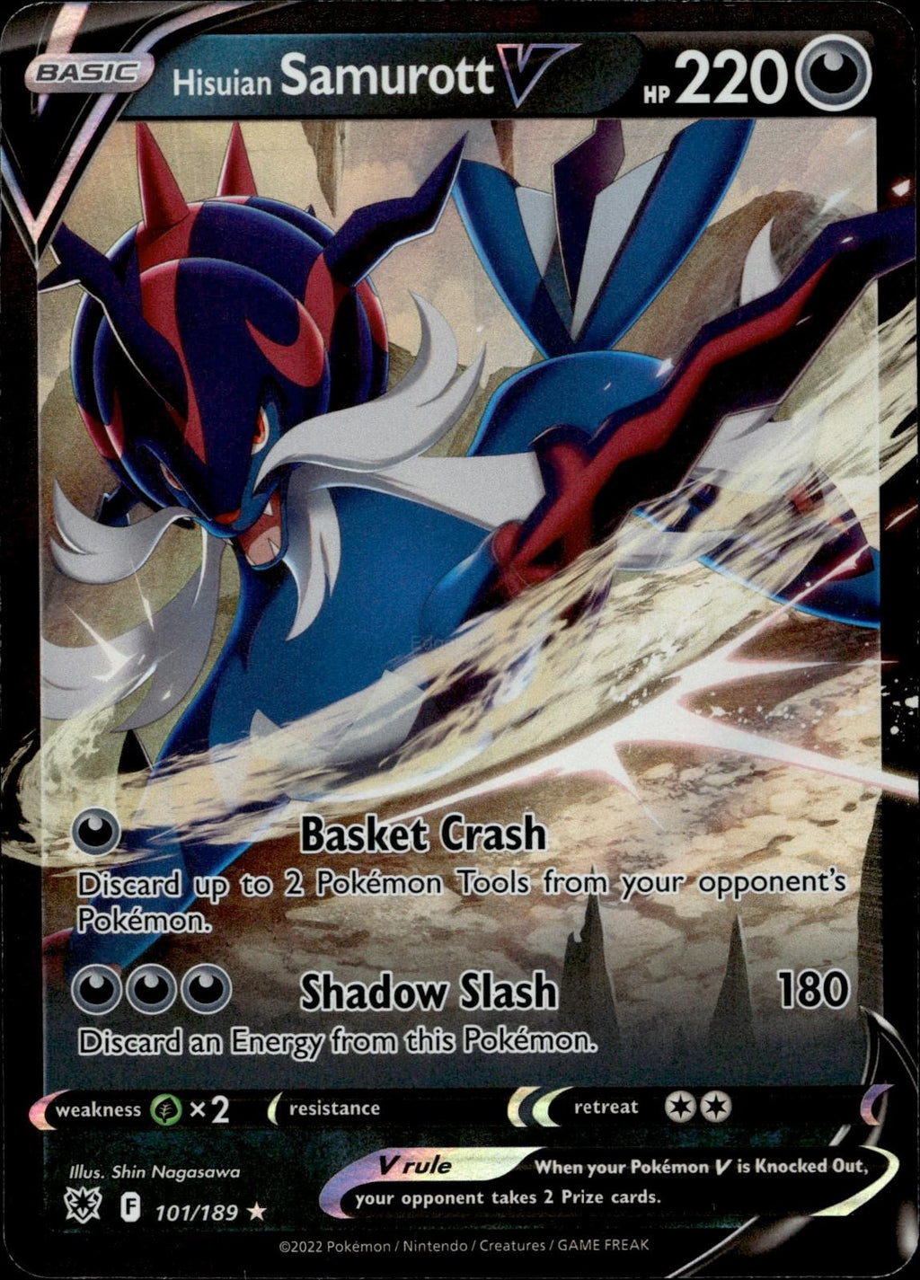 Hisuian Samurott V 101/189 NM/M V Rare Astral Radiance Pokemon Holo