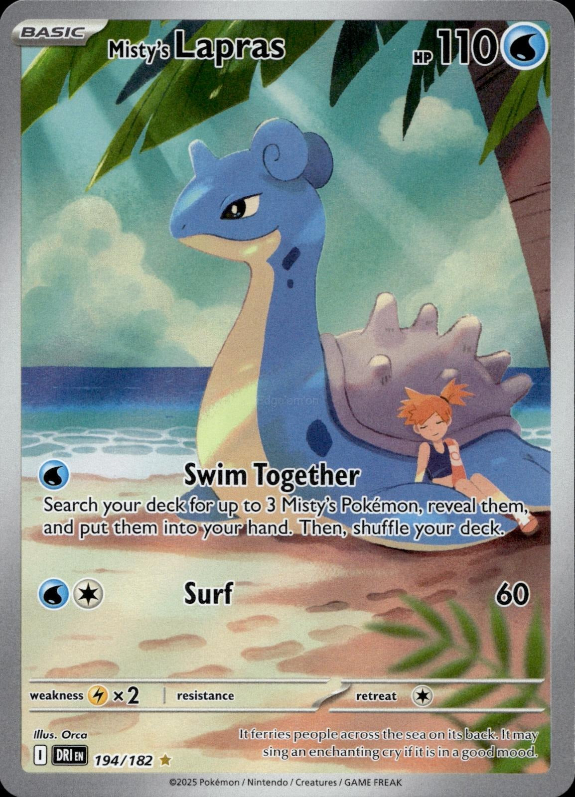 Misty's Lapras 194/182 NM/M Illustration Rare Destined Rivals Pokemon Holo