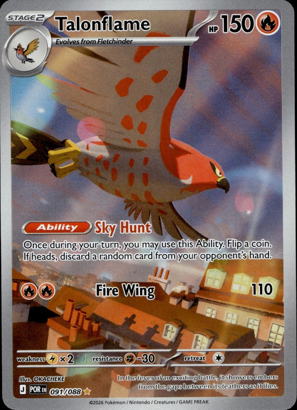 Talonflame 091/088 NM/M Illustration Rare Perfect Order Pokemon Holo