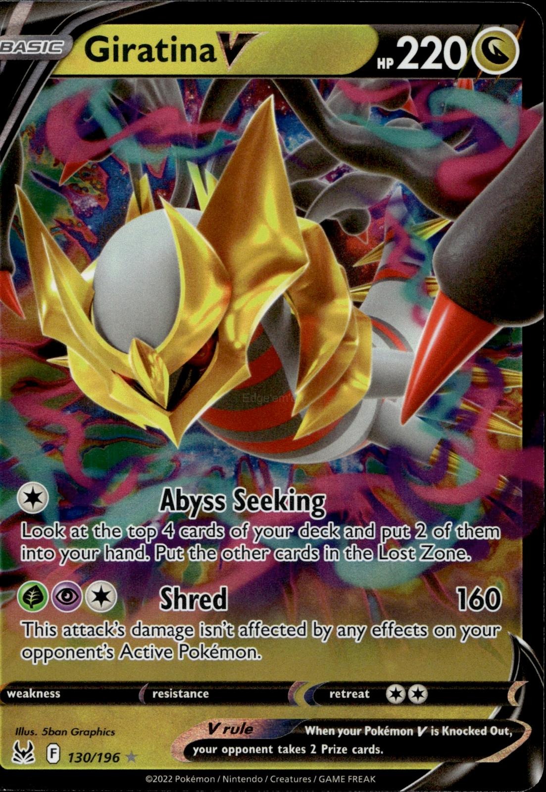 Giratina V 130/196 NM/M V Rare Lost Origin Pokemon Holo