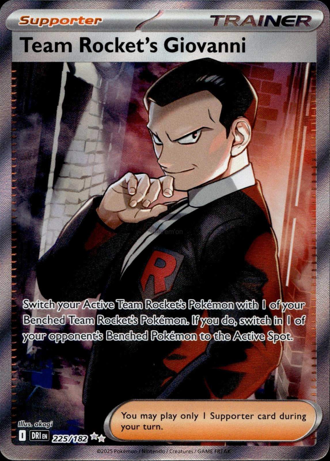 Team Rocket's Giovanni 225/182 NM/M Ultra Rare Destined Rivals Pokemon Holo