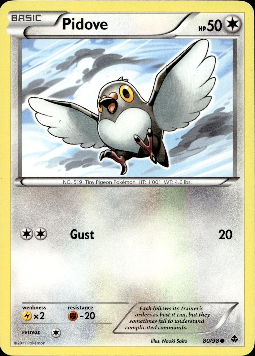Pidove 80/98 HP Common Emerging Powers Pokemon