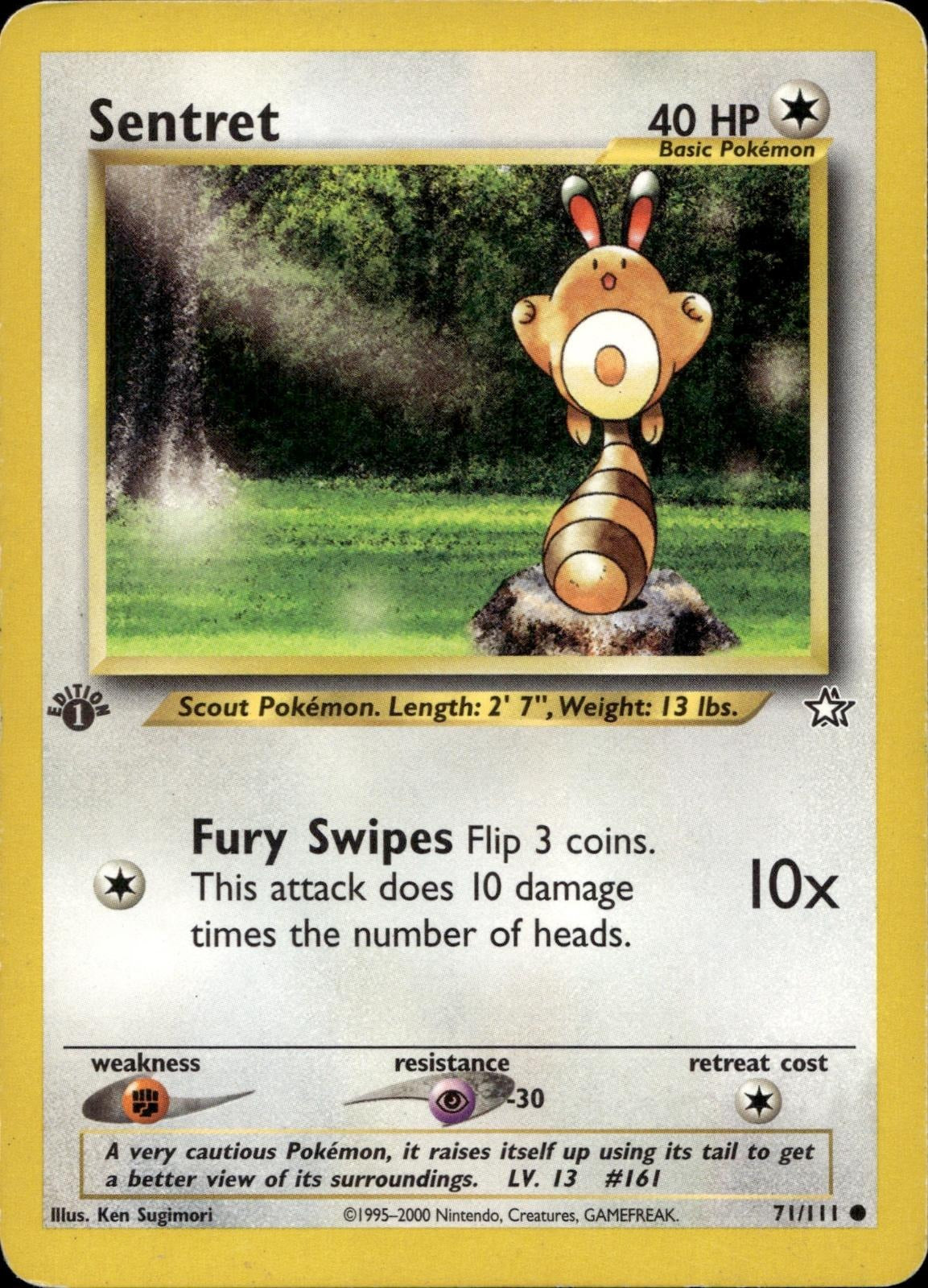 Sentret 71/111 LP Common Neo Genesis Pokemon 1st Edition