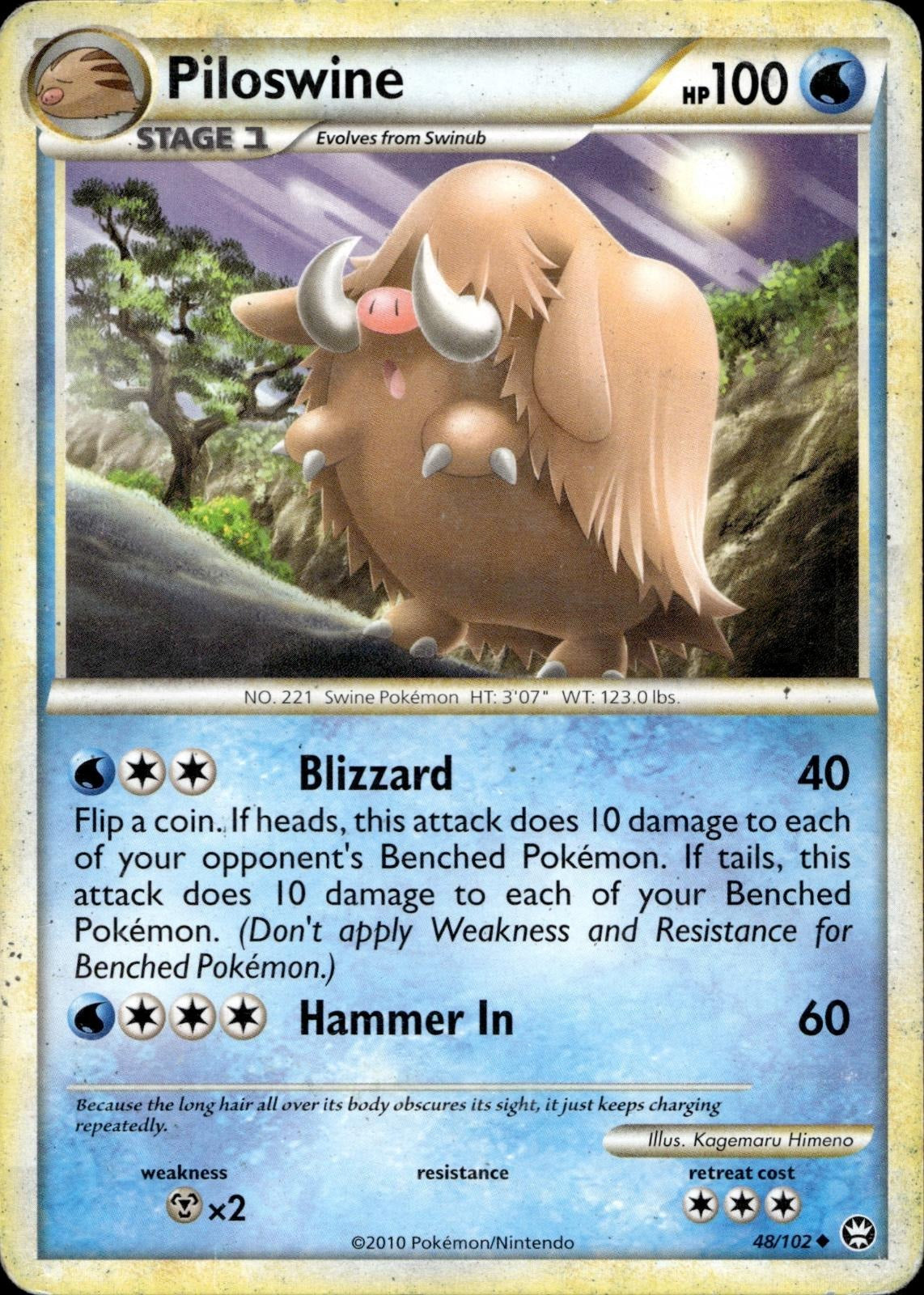 Piloswine 48/102 HP Uncommon HGSS Triumphant Pokemon