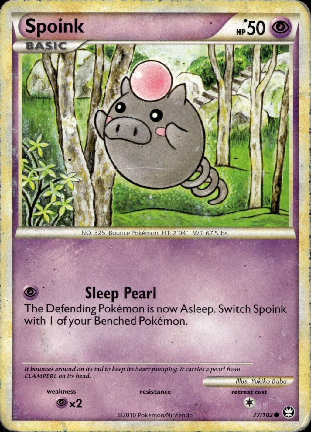 Spoink 77/102 HP Common HGSS Triumphant Pokemon
