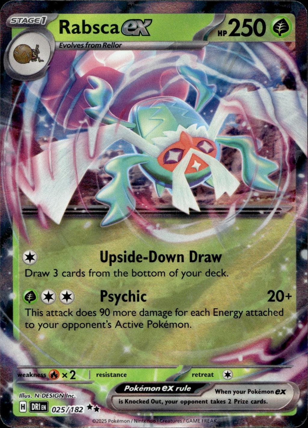 Rabsca ex 025/182 NM/M Double Rare Destined Rivals Pokemon Holo